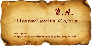 Miloszavlyevits Alojzia névjegykártya